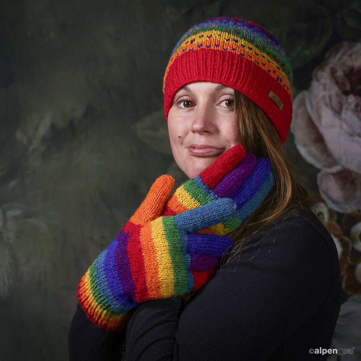 Fingerhandschuhe Paulna Regenbogen Tragebeispiel